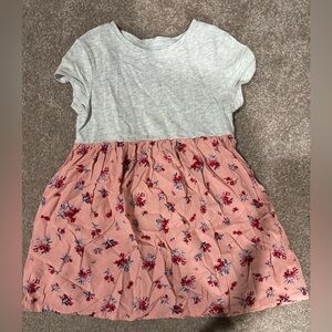 Floral Pink and Gray Kids Dress
